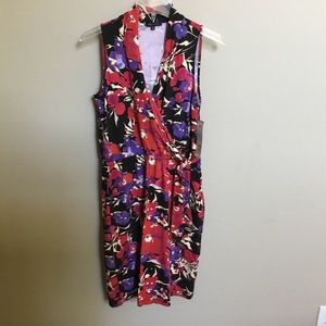 3/$15 NWT Anne Klein red purple black knit wrap dress S